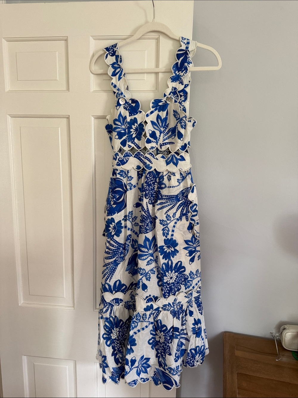 FARM Rio Blue and White Floral Midi Dress